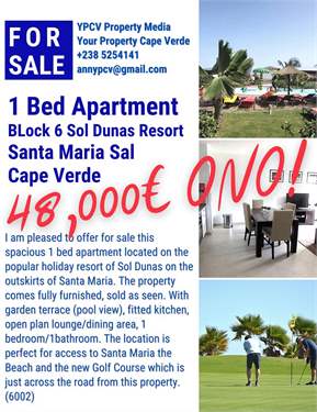 # 41629894 - £38,000 - 1 Bed , Santa Maria, Sal, Cape Verde
